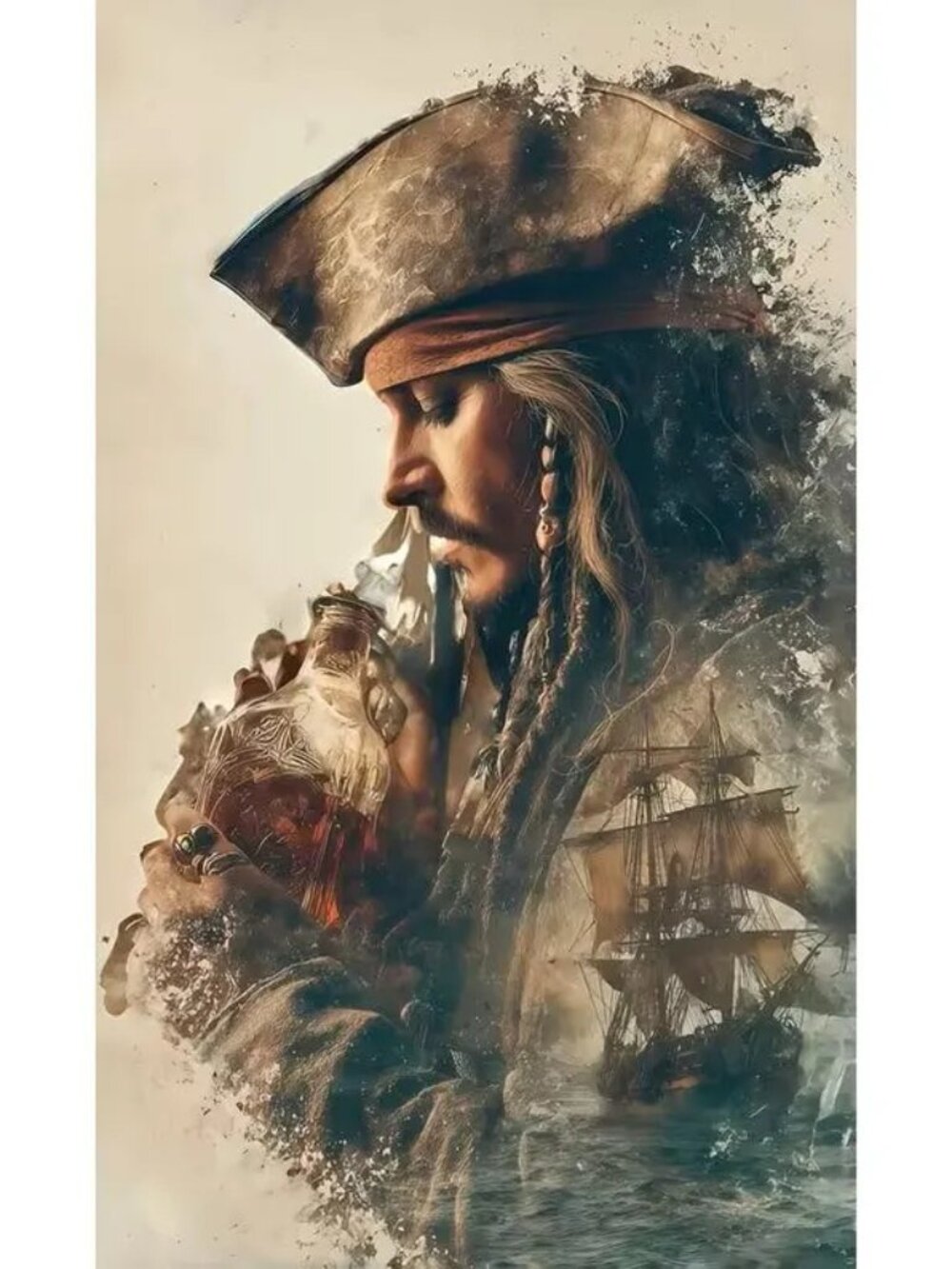 Diamond Painting Kit: Creative Pirate Captain with Triangle Hat HUGE